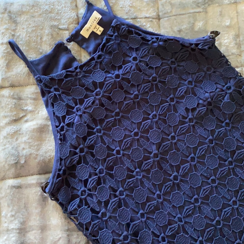 Navy blue crochet overlay dress